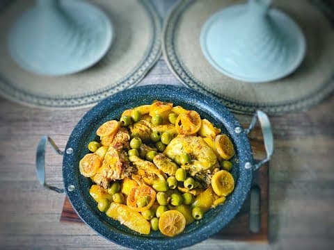 Chicken with potatoes, preserved lemon and olives - Delicious Maghreb main course with medium difficulty. Perfect recipe converted from YouTube video to PDF format.