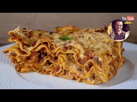 Homemade lasagna with Bolognese and béchamel - Delicious Italian main course with medium difficulty. Perfect recipe converted from YouTube video to PDF format.
