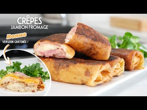 Ham‑cheese stuffed crepes, skillet or gratin version