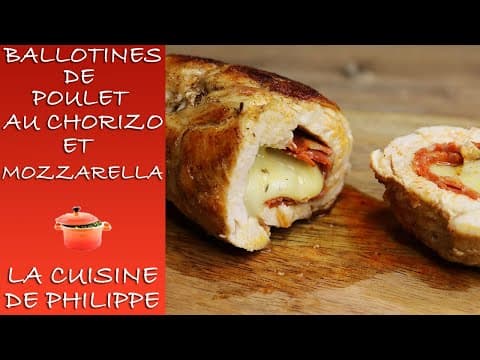 Chicken Ballotine with Chorizo and Mozzarella - Delicious French main course with medium difficulty. Perfect recipe converted from YouTube video to PDF format.