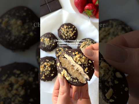 Chocolate Peanut Butter Frozen Yogurt Bites😍