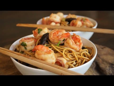 Shrimp Stir-Fried Noodles - Delicious Chinese main course with medium difficulty. Perfect recipe converted from YouTube video to PDF format.