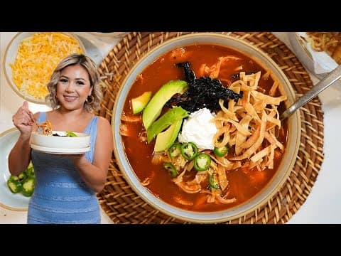 SOPA AZTECA, the best Mexican Chicken Tortilla Soup!