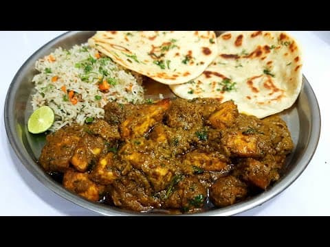 Paneer Hyderabadi (Restaurant-Style) with Naan and Fried Rice