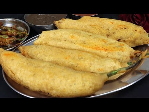Rajasthani Mirchi Bada (Spicy Stuffed Chili Fritters)