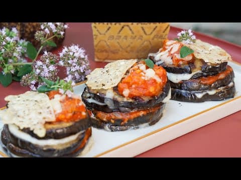 Eggplant Mille-Feuille with Crushed Tomato Sauce and Grana Padano Béchamel