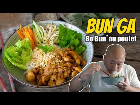 Bún Gà – Vietnamese chicken vermicelli salad - Delicious Vietnamese main course with medium difficulty. Perfect recipe converted from YouTube video to PDF format.