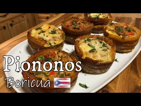 Piononos Puertorriqueños receta facil (how to make 'Piononos' stuffed ripe plantains)