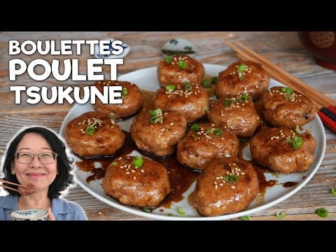 Boulettes japonaises au poulet (Soucounés) avec sauce teriyaki et soupe miso