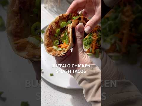 Full recipe at https://basicswithbails.com/course/dinner/buffalo-chicken-smash-tacos/
