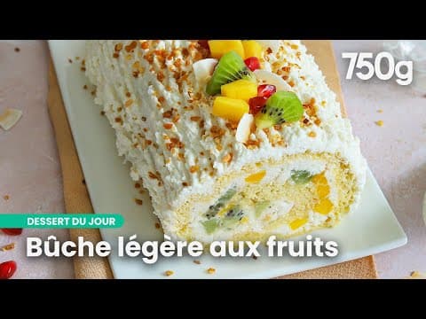 Light Yule Log with Greek Yogurt and Coconut, Exotic Fruits - Delicious French dessert with medium difficulty. Perfect recipe converted from YouTube video to PDF format.