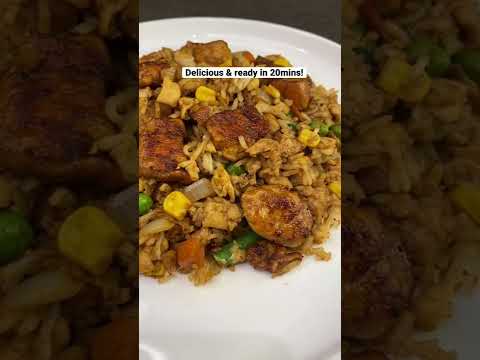 Easy & Healthy Chicken Fried Rice! High Protein Meal