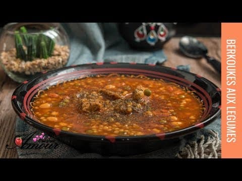 Vegetable Bercous (Pearl Couscous) with Chicken - Delicious Algerian main course with medium difficulty. Perfect recipe converted from YouTube video to PDF format.