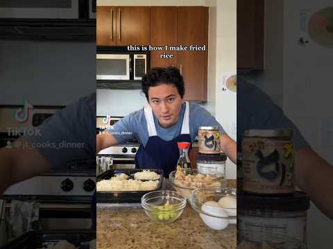 Fried rice with leftover rotisserie chicken.