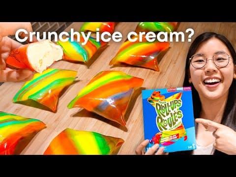 Fruit Roll-Up Ice Cream 🍦 (TikTok’s CRUNCHY + CHEWY snack HACK!)