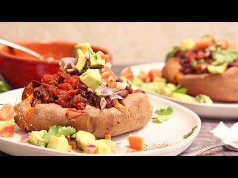 Chili Bean Stuffed Sweet Potatoes