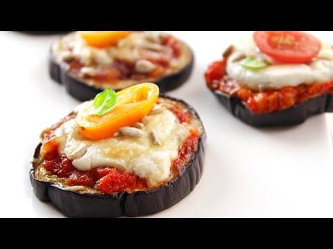 Eggplant Canapés with Goat Cheese and Tomato Sauce - Delicious Italian appetizer with easy difficulty. Perfect recipe converted from YouTube video to PDF format.