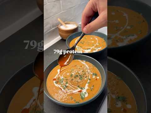CREAMY HIGH PROTEIN TOMATO BASIL SOUP 🍅