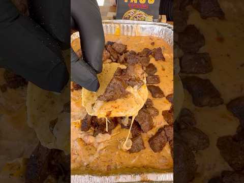 Smoked queso dip with steak bites ​⁠@Fire & Smoke Society