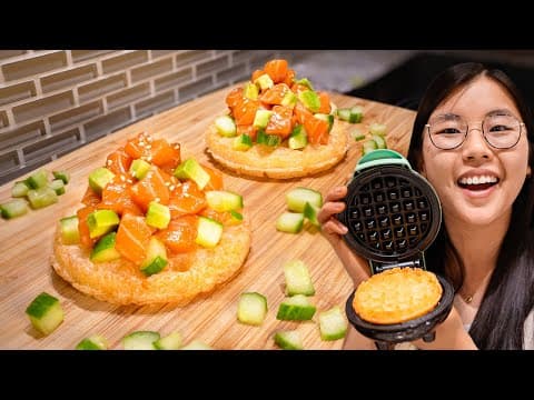 Sushi Waffles 🍣 (TikTok’s CRISPY RICE and fresh SALMON HACK!)