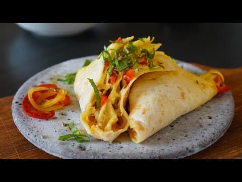 Egg Wrap with Peppers, Onions and Mozzarella - Delicious French main course with easy difficulty. Perfect recipe converted from YouTube video to PDF format.