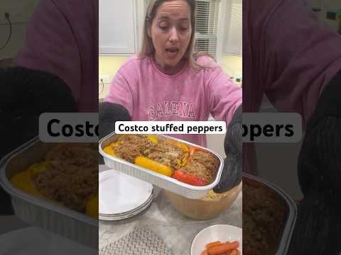 Quick weekday meal. Thank Costco. Love the stuffed peppers.