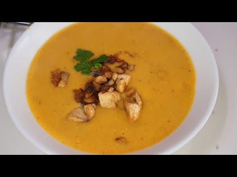 Creamy Red Lentil Soup with Chicken and Mushrooms