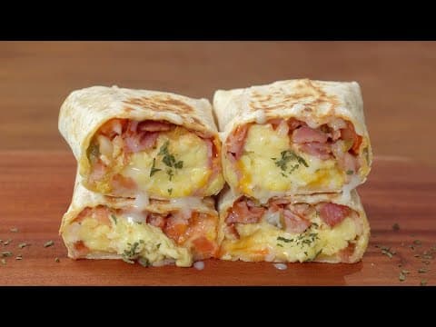Egg Burrito with Bacon and Tomato Salsa - Delicious Korean breakfast with easy difficulty. Perfect recipe converted from YouTube video to PDF format.
