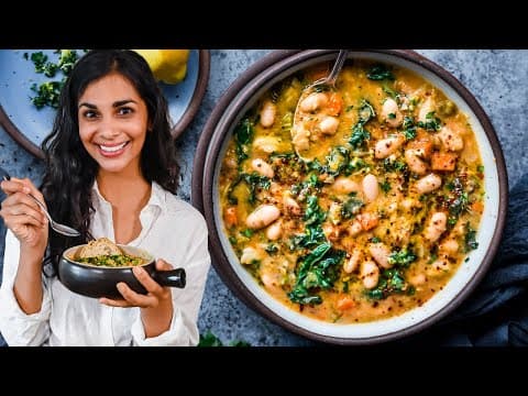 Creamy white bean & kale soup