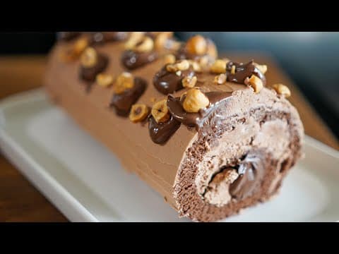 Nutella and Hazelnut Yule Log