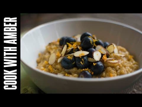 Orange-Infused Steel Cut Oats with Fresh Blueberries & Sliced Almonds