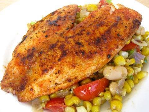 Pan Seared Tilapia Over Indian Corn Recipe