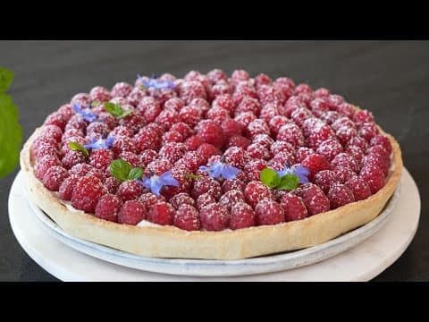 Almond Raspberry Tart with Chestnut Cream and Mascarpone - Delicious French dessert with medium difficulty. Perfect recipe converted from YouTube video to PDF format.