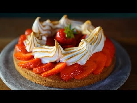Mature Strawberry Tart with Flambéed Meringue