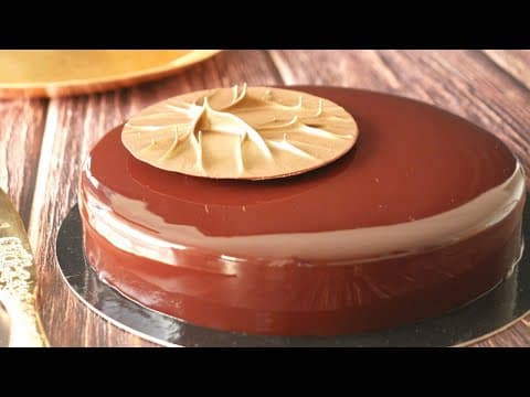 Chocolate Royal with Hazelnut Dacquoise and Mirror Glaze - Delicious French dessert with hard difficulty. Perfect recipe converted from YouTube video to PDF format.