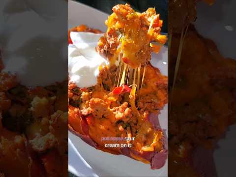 Turkey Stuffed Cheesy Sweet Potatoes 🍠