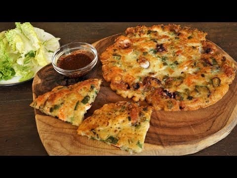Crispy Korean Seafood Pancake - Delicious Korean main course with easy difficulty. Perfect recipe converted from YouTube video to PDF format.