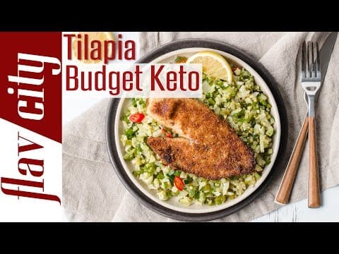 Almond Flour Cheese Crusted Tilapia with Veggie Couscous