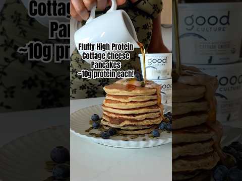 Thick Fluffy Protein Pancakes that actually taste good!! Using Good Culture Cottage Cheese!