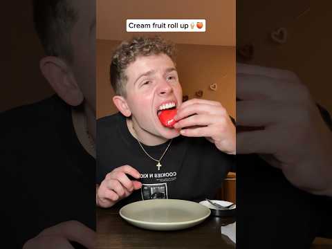 Eating ice cream fruit roll up food hack!