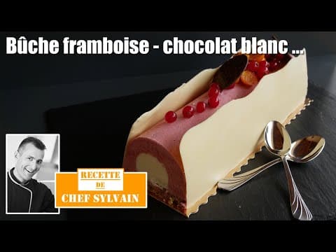 White Chocolate and Raspberry Yule Log - Delicious French dessert with hard difficulty. Perfect recipe converted from YouTube video to PDF format.