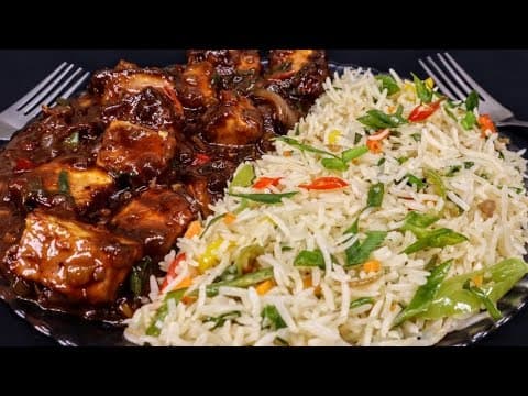 Restaurant Style Fried Rice with Paneer Manchurian