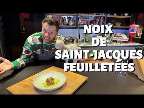 Saint-Jacques en croûte feuilletée, crème de butternut et huile verte
