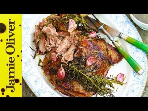 Roast Leg of Lamb with Onion Gravy and Mint Salsa Verde