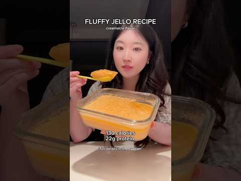 PROTEIN FLUFFY JELLO RECIPE!! 130 calories & 22g protein, check description for details ❤️