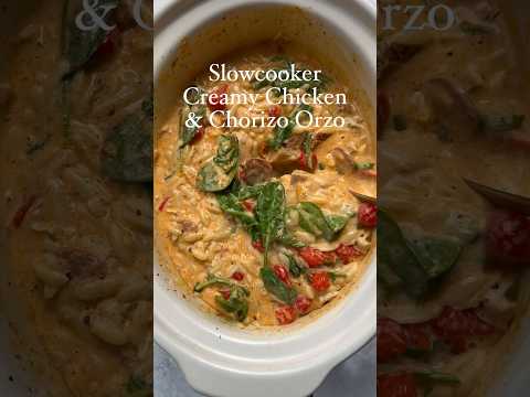 Slowcooker Creamy Chicken & Chorizo Orzo