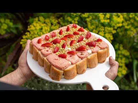 No-bake Strawberry and Pistachio Fresh Cake - Delicious French dessert with medium difficulty. Perfect recipe converted from YouTube video to PDF format.