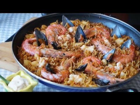 Valencian Fideuà with Seafood - Delicious Spanish main course with medium difficulty. Perfect recipe converted from YouTube video to PDF format.