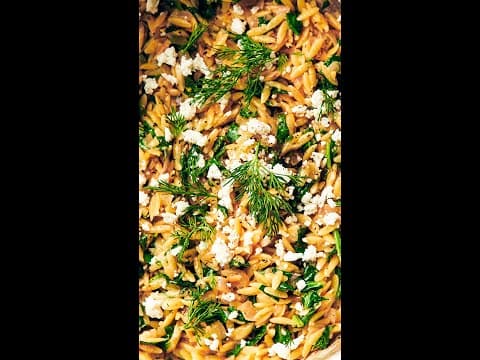 One Pan Lemon Spinach Orzo With Feta