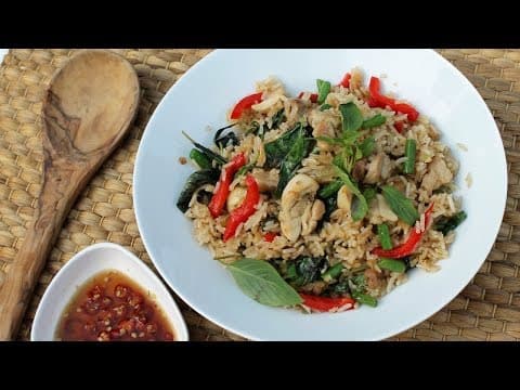 Thai Basil Chicken Fried Rice - Delicious Thai main course with medium difficulty. Perfect recipe converted from YouTube video to PDF format.